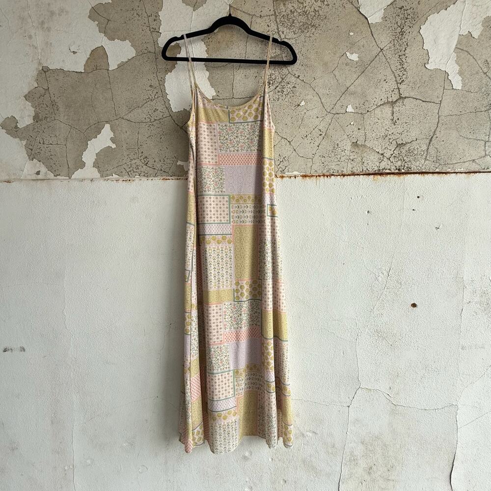 Patchwork Maxi Slip Dress Pastel Floral See You Monday Boho Cottagecore Women XL